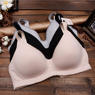 文胸70C75D80C85CDE 无钢托胸罩薄款 B18 简约光面女内衣纯棉质夏季