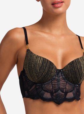 B8 法国单女内衣金黑色大码性感全罩杯聚拢文胸75E80DE85BCDE95C
