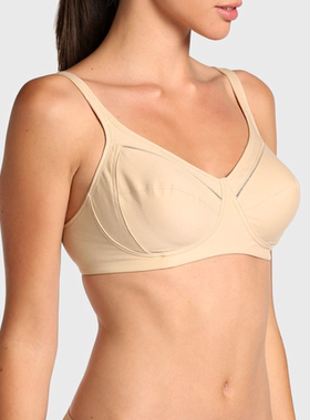 C1 法国无钢托大码女内衣纯色光面透气纯棉显胸小文胸75BC95C100C