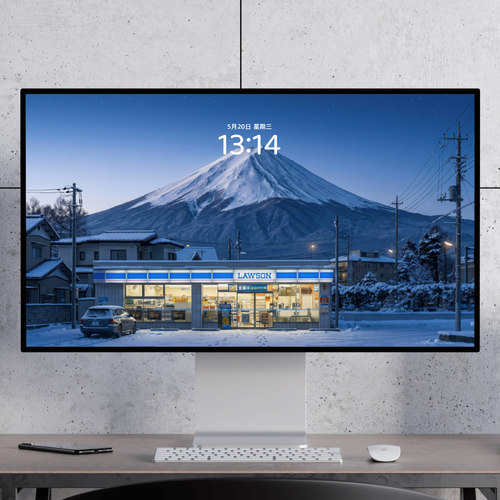 富士山下的商店 浪漫治愈 自然清新电脑mac手机ipad壁纸watch壁纸
