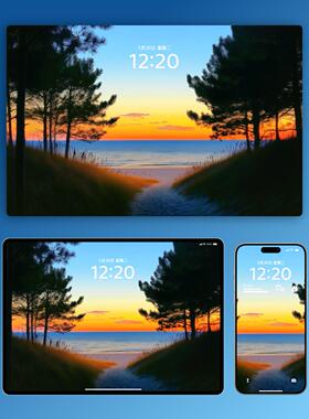 黄昏日落海滩 治愈高清电脑壁纸手机壁纸mac电脑壁纸ipad平板壁纸