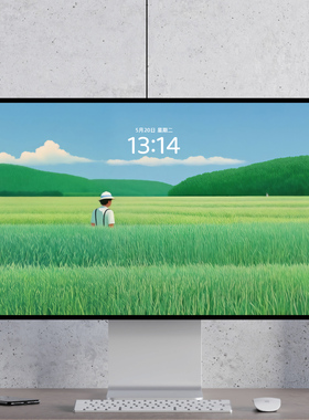 农夫 绿色清凉夏天 清新治愈 插画 电脑手机壁纸mac电脑ipad壁纸