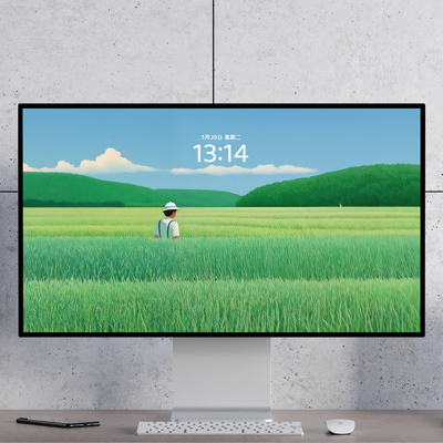 农夫 绿色清凉夏天 清新治愈 插画 电脑手机壁纸mac电脑ipad壁纸