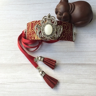 汉服明制古装头饰武侠男女束发发冠酒红色发夹流苏穗子动漫古风