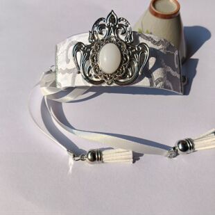 自制古装头饰汉服明制男女古代小姐公子发冠顶夹绑带白色头冠演出