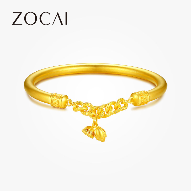 佐卡伊 黄金手镯古法花丝宫玲金镯子足金999女士结婚婚嫁镯子新品