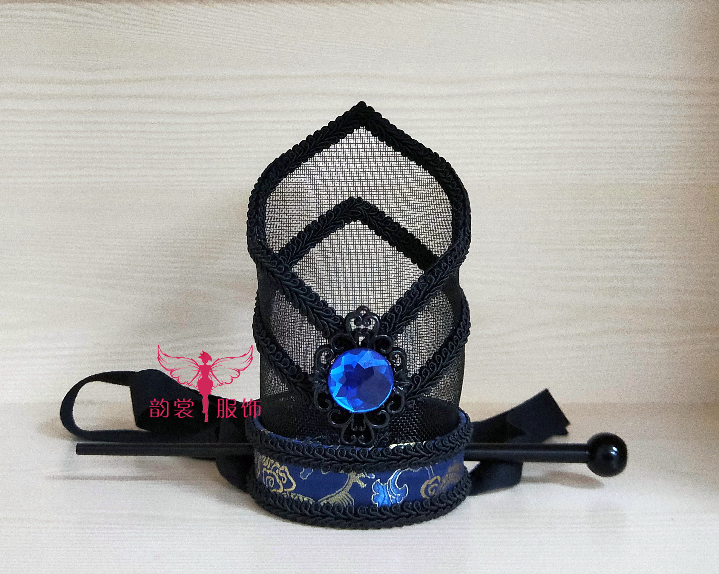 蓝色头饰唐装风汉服摄影发冠