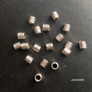 S925纯银管复古泰银回纹套管DIY配件饰品 编泰蜡手串链红绳结项链