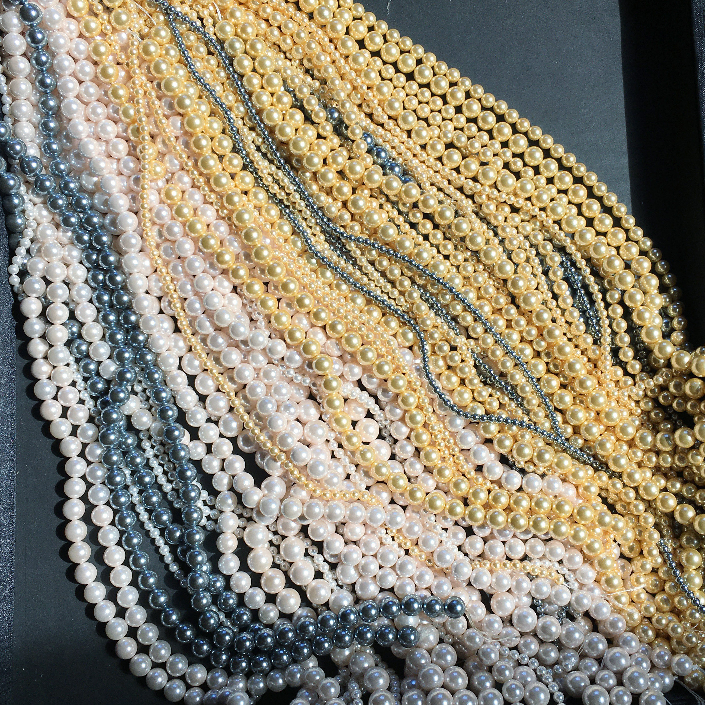 贝珠DIY手工散珠圆形贝壳仿珍珠耳坠发簪服装配饰手绳吊坠莲花嫁