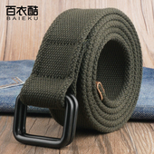 百衣酷帆布腰带男帆布皮带男士 学生青年休闲凡布编织布腰带双环扣
