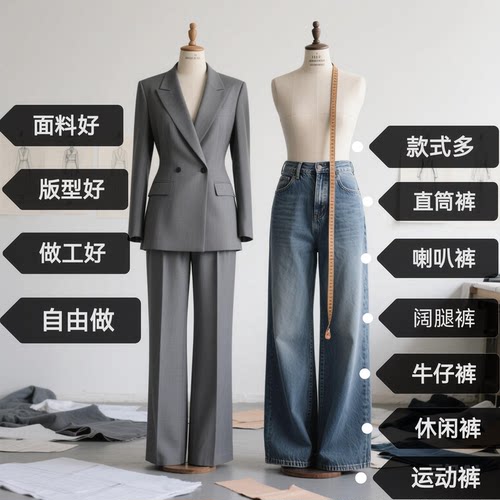 加工定制裤子来料来图定制各种女式西裤七分裤九分裤长裤阔腿裤