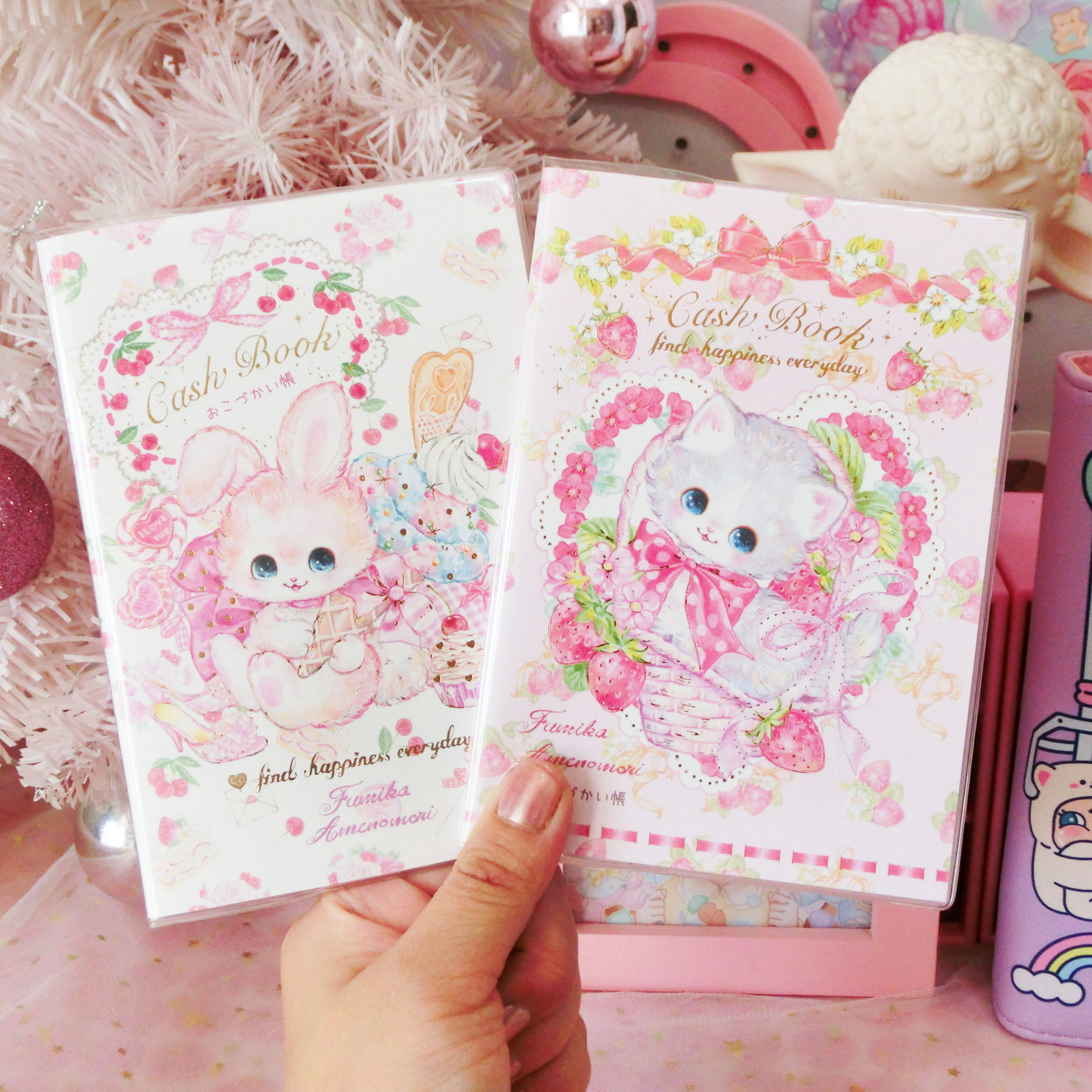 满58包邮 日本swimmer昭和风小猫小兔花篮塑胶套少女心记账本