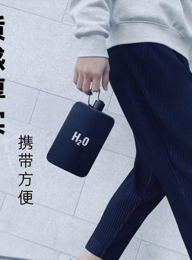 高端H2O不锈钢水壶水瓶水杯500ml容量黑色磨砂扁壶酒壶运动户外杯