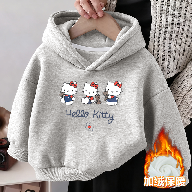 纯棉女童加绒加厚连帽卫衣2025秋冬新款中小儿童宝宝卡通动漫上衣