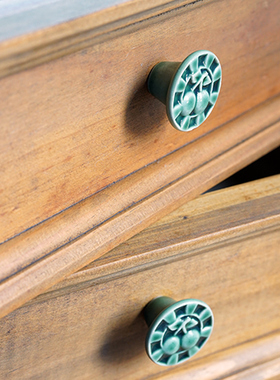 有陶气-绿色琉璃圆形抽屉把手 民国风诧寂风别墅全屋定制衣柜把手