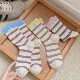 秋冬季 ins潮彩色条纹袜子布标微压中筒袜女春秋季 百搭学院风袜