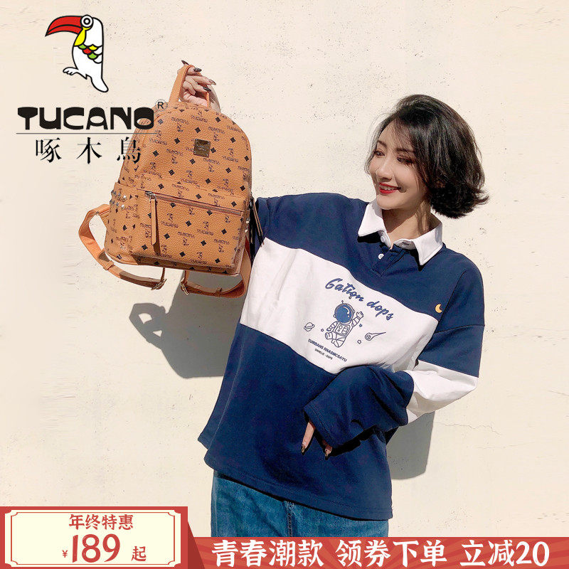 啄木鸟双肩包女2021网红潮背包图片