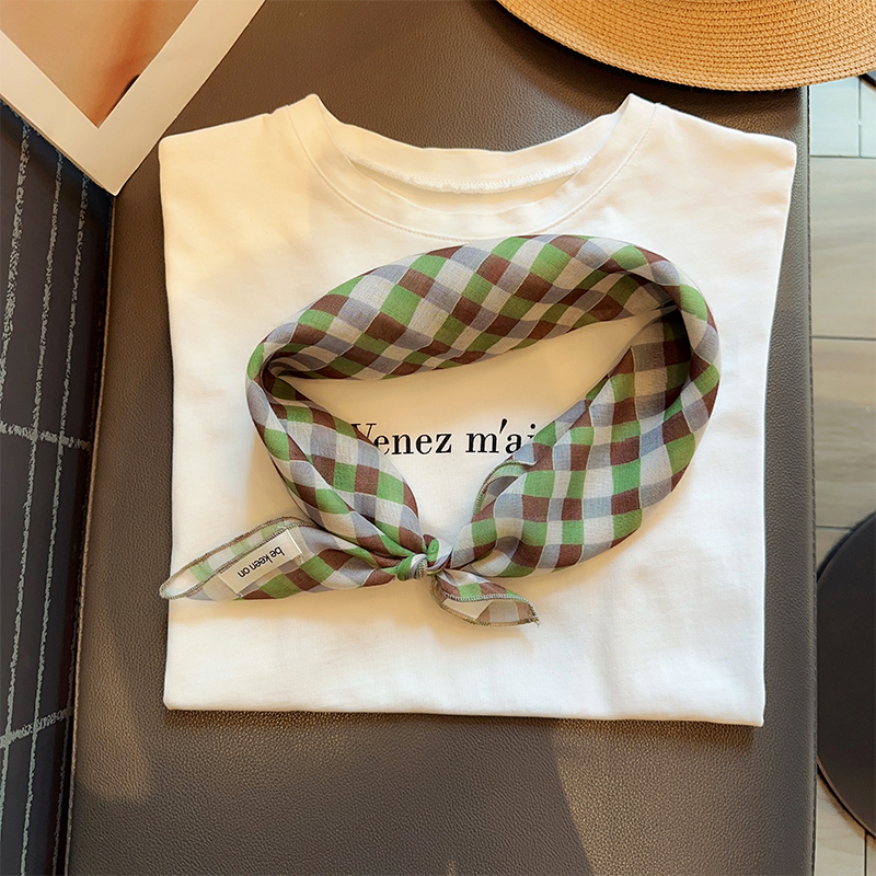 文艺风叠穿衬衫丝巾领巾小方巾女