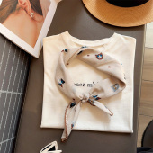 可爱减龄猫咪纯棉70方巾围巾女春秋季 护颈保暖丝巾百搭小领巾披肩