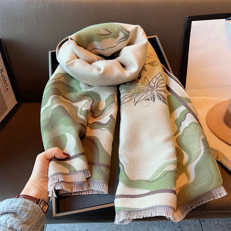 高贵优雅海棠提花围巾披肩送妈妈