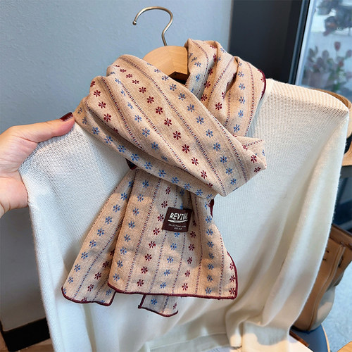 优质纯棉提花长款围巾秋季小围脖