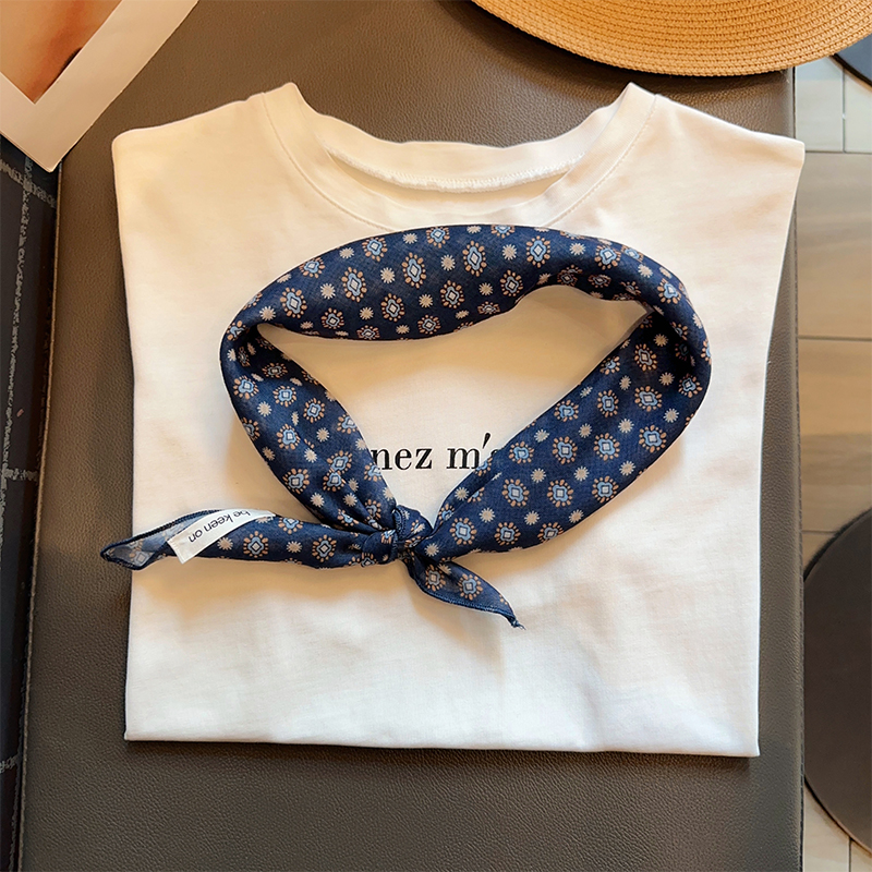 棉麻印花百搭小方巾丝巾春夏领巾