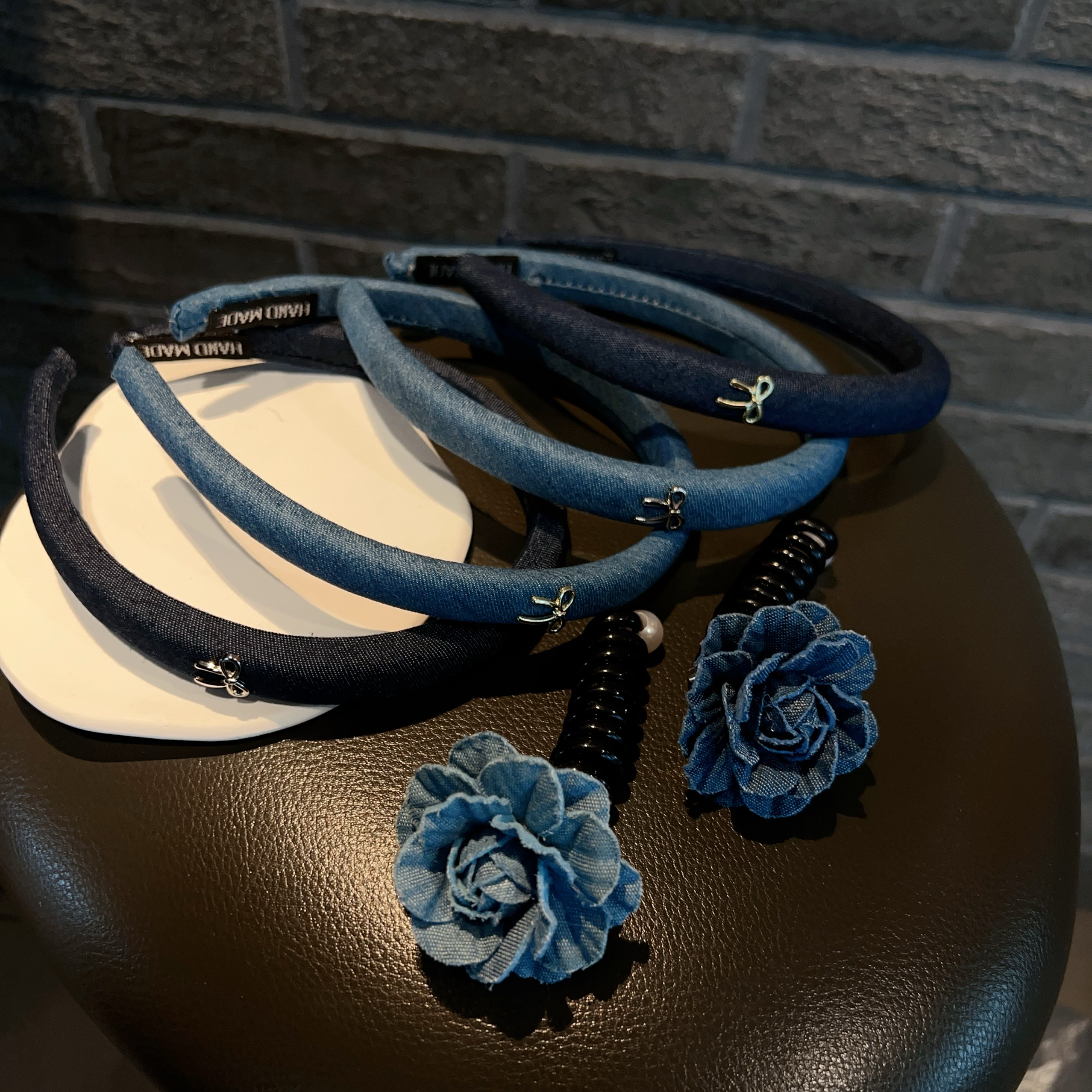 韩国卡通可爱甜美满钻黑色重工蝴蝶结KT猫发夹发圈头绳女橡皮筋