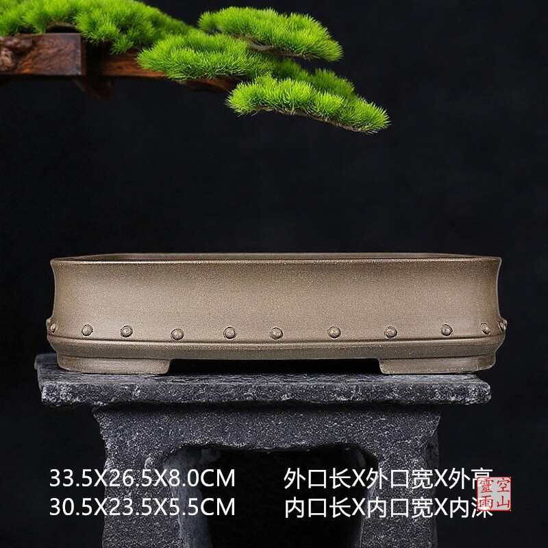 传统仿古全手工宜兴紫砂盆景花盆图片