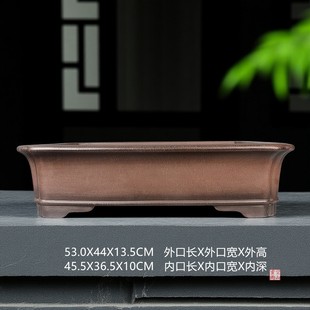 宜兴紫砂精品盆景大花盆 全手工仿古长方松柏黄杨老桩紫泥透气