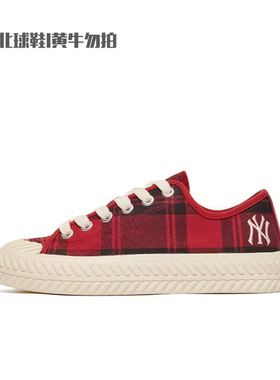 MLB 格纹潮流 防滑耐磨低帮帆布鞋男女同款红色3ACVVC21N-50RDD