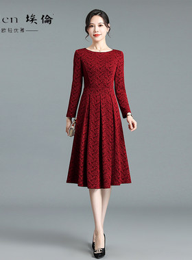 2022新款秋冬妈妈装长袖裙