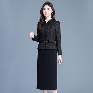 显瘦气质优雅减龄过膝长裙子 修身 埃伦妈妈优雅连衣裙女2025秋季 款