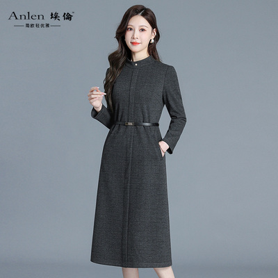 埃伦妈妈气质优雅过膝打底连衣裙