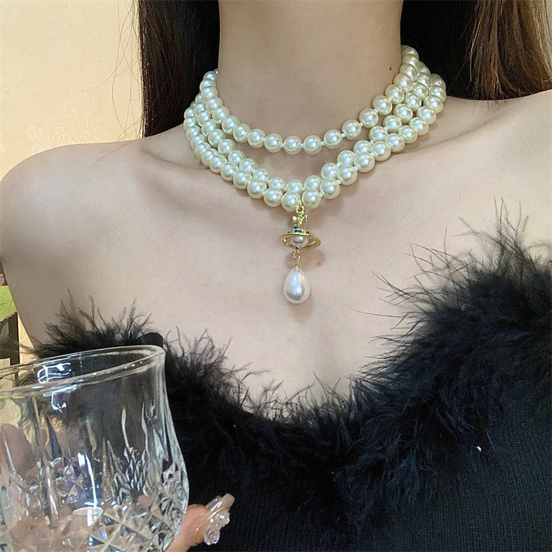 新版三层珍珠项链经典复古水滴单层锁骨链毛衣链美,饰品/流行首饰/时尚饰品新,项链,淘宝优惠券,粉丝福利购,淘宝优惠卷