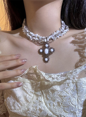 合金锁骨链女性不规则碎石项链