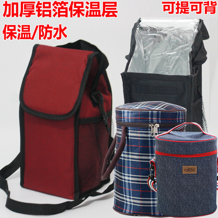加厚大号圆形学生手提饭盒便当包