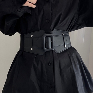 时尚腰封女超宽百搭装饰大衣外套束腰显瘦弹力松紧皮质腰带欧美潮