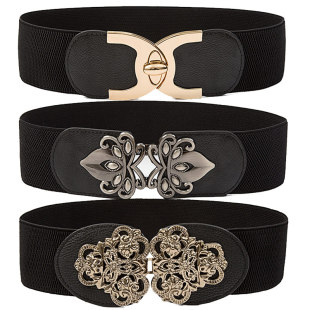 超弹力塑身百搭宽腰带女 饰绑带欧美牛仔连衣裙套装 女士腰封夏季 装