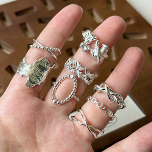 高保色铜镀金设计感韩系ins风夸张戒指 小众设计开口可调节指环