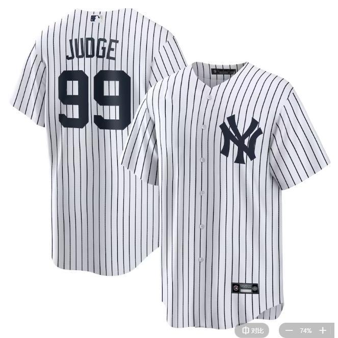 New York Yankees 纽约洋基队棒球服99号JUDGE球衣贾吉法官比赛服