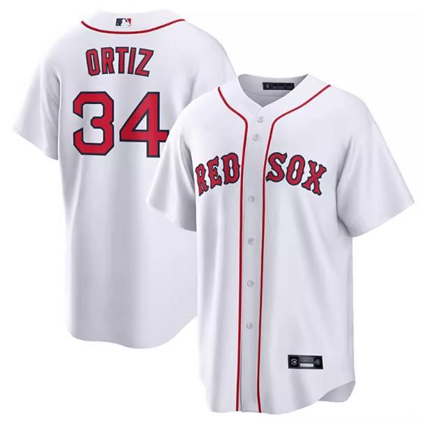 棒球大联盟Red Sox 波士顿红袜队34号Ortiz球衣 奥蒂兹刺绣棒球服