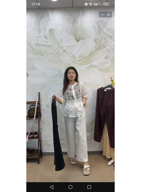 21199韩版松紧腰宽松显瘦纯亚麻阔腿裤简约百搭休闲裤直筒裤长裤