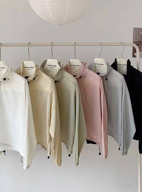 22446夏款韩版抽绳高领短款宽松夹克防晒衣外套休闲百搭透气上衣