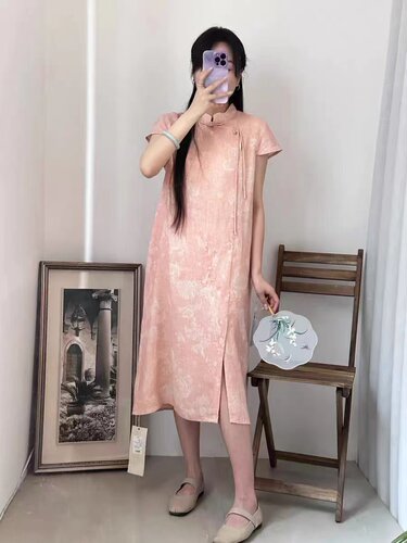设计感新中式盘扣百搭连衣裙长裙