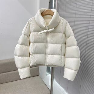 23886小辣椒云朵泡芙立领短款高腰小个子羽绒服白鸭绒外套面包服