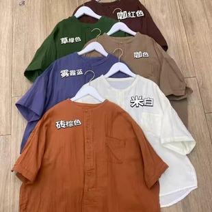 前短后长设计休闲衬衣百搭减龄上衣女 22644软糯亲肤双层棉纱小衫