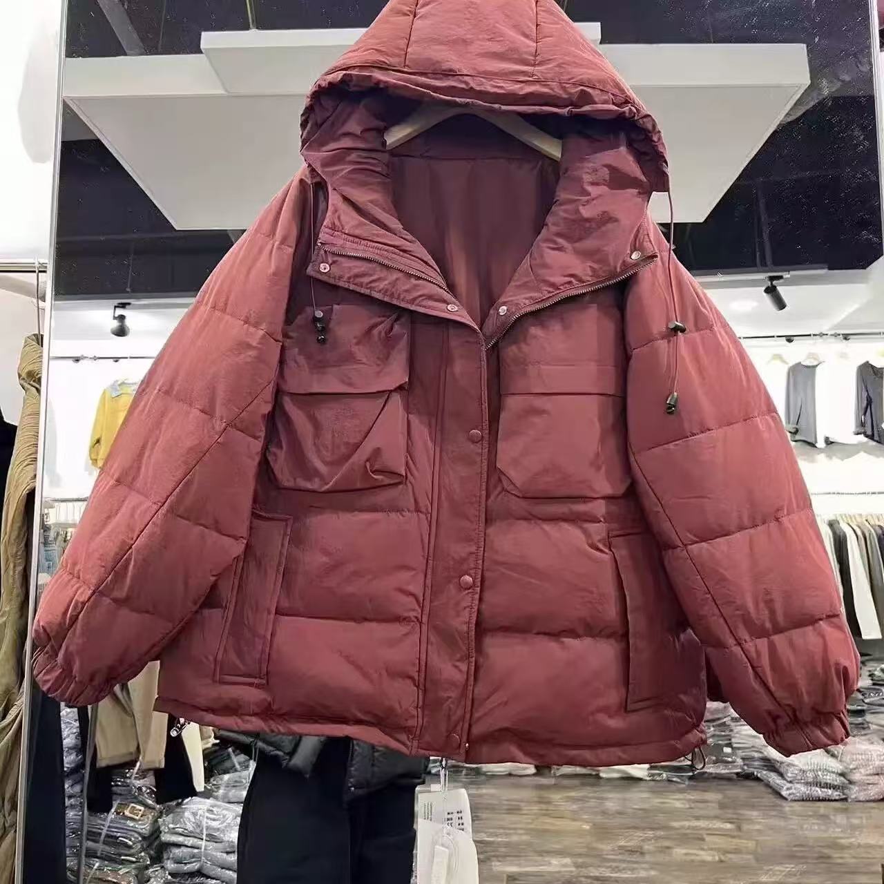 大口袋显瘦羽绒服白鸭绒保暖外套