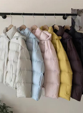 23690韩版加厚云朵泡芙花朵连帽羽绒服百搭白鸭绒保暖外套面包服