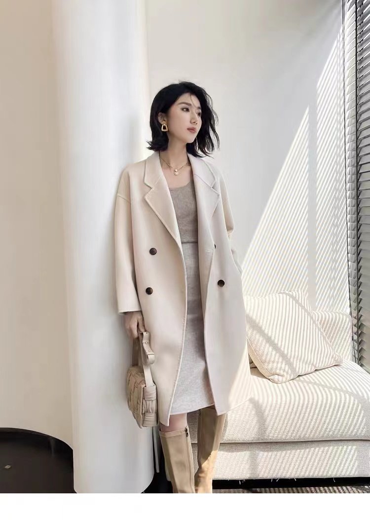 14799高级感100%纯羊毛毛呢外套双排扣茧型宽松显瘦长款呢子外套,女装/女士精品,毛呢外套,淘宝优惠券,粉丝福利购,淘宝优惠卷