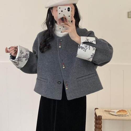 一件包邮新中式国风羊毛呢大衣